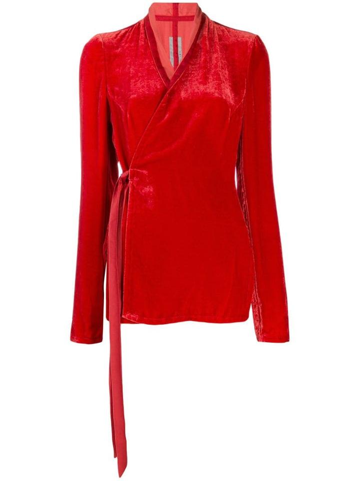 Rick Owens Velvet Wrap Jacket - Red