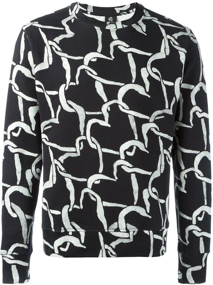 Ps By Paul Smith Heart Print Sweatshirt, Men's, Size: Medium, Black, Cotton