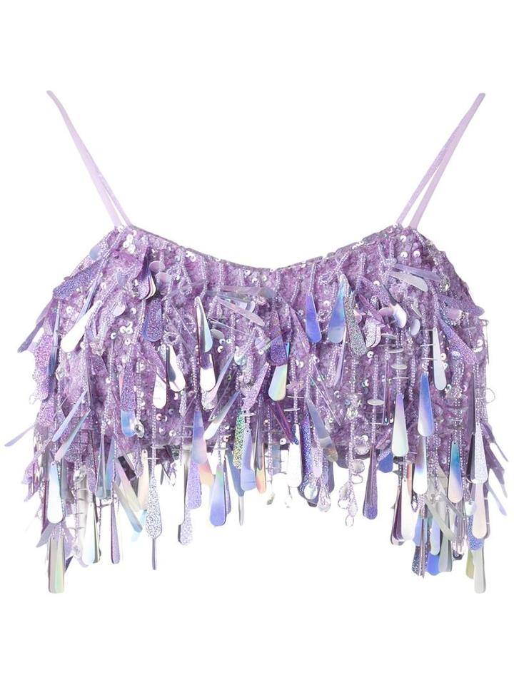 Ashish Sequin Crop Top, Women's, Size: Xs, Pink/purple, Silk/polyester/sequin