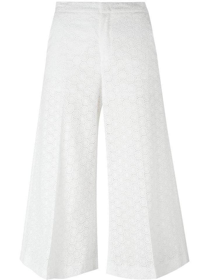 Red Valentino Broderie Anglaise Trousers, Women's, Size: 42, White, Cotton