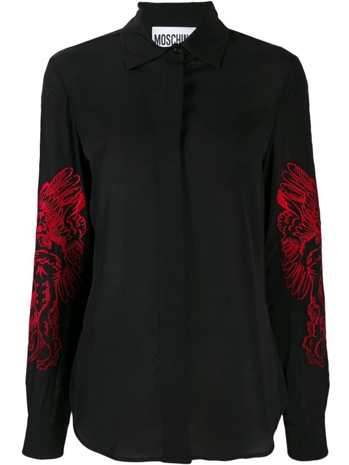 Moschino Roman Embroidery Long-sleeved Blouse - Black