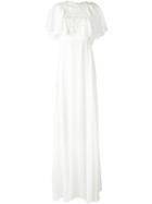 Giambattista Valli Macramé Neck Ruffled Gown, Women's, Size: 40, White, Silk/polyester/viscose/polyamide