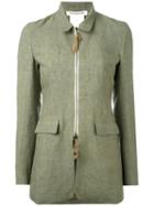Cherevichkiotvichki - Fitted Zip Front Jacket - Women - Silk/linen/flax - S, Green, Silk/linen/flax