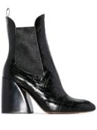 Chloé Black Wave 90 Crocodile Embossed Leather Chelsea Boots