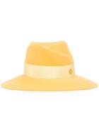 Maison Michel Logo Plaque Hat, Women's, Size: Small, Yellow/orange, Wool Felt