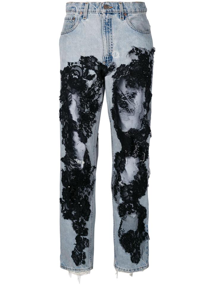 Almaz Distressed Lace Jeans - Black