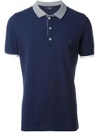 Fay Striped Collar Polo Shirt, Men's, Size: Medium, Blue, Cotton/spandex/elastane