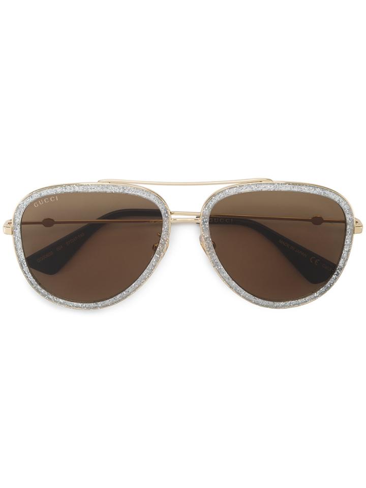 Gucci Eyewear Glitter Aviator Sunglasses - Metallic