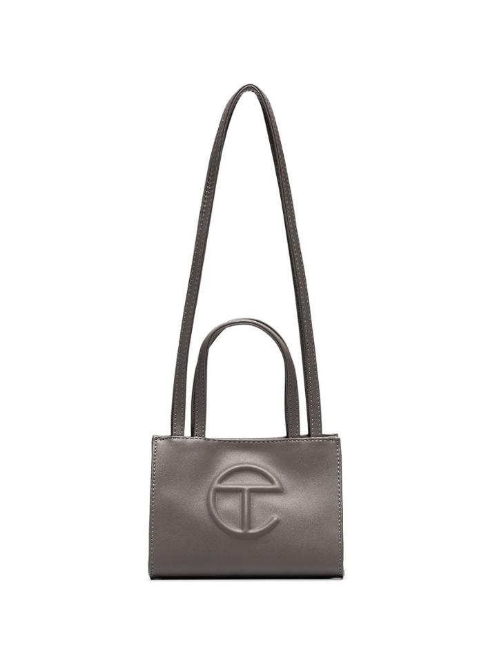 Telfar Grey Small Leather Shopping Bag