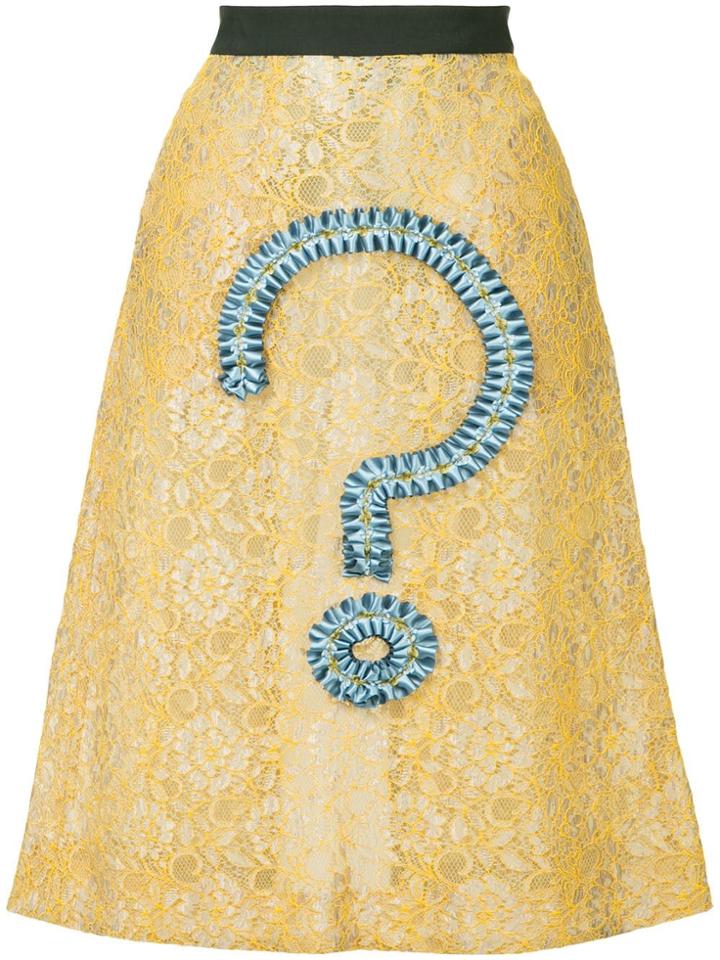 Tu Es Mon Trésor Question Mark Lace Skirt - Yellow & Orange