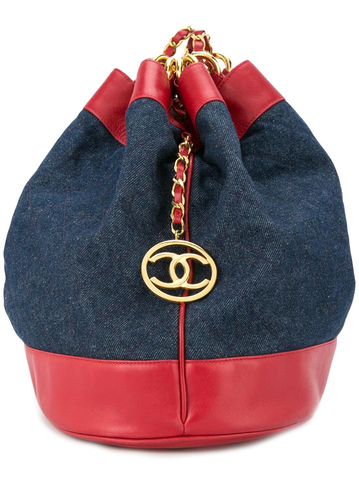 Chanel Vintage Denim Bucket Bag - Blue