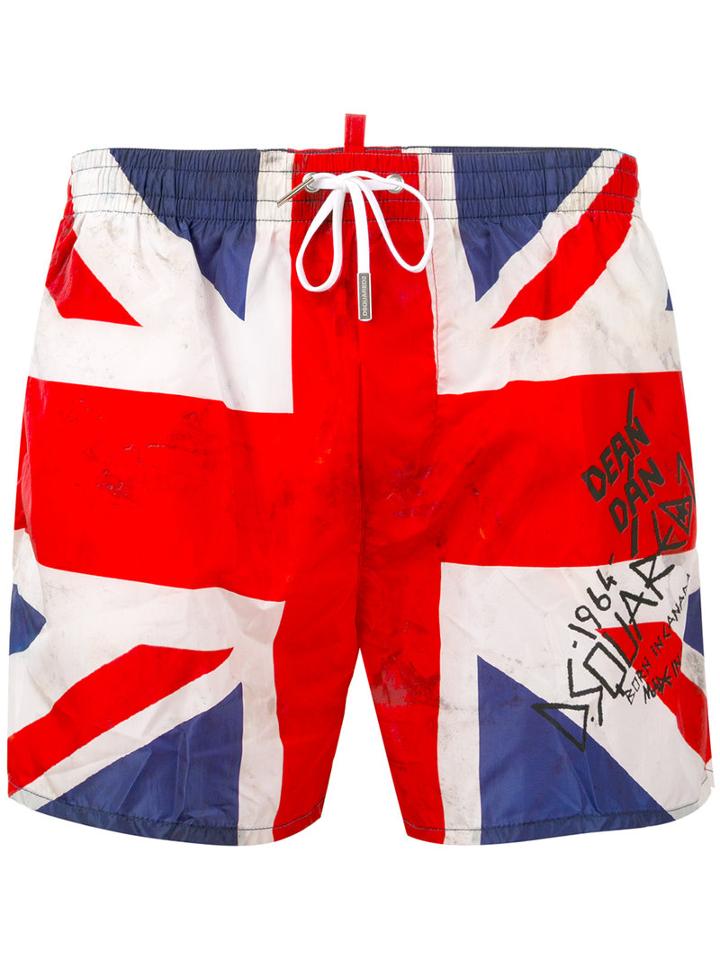 Dsquared2 - Union Jack Swim Shorts - Men - Polyamide - 54, White, Polyamide