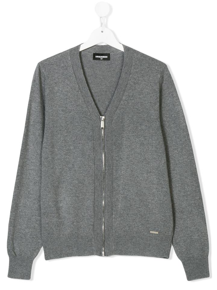 Dsquared2 Kids Zipped Cardigan - Grey