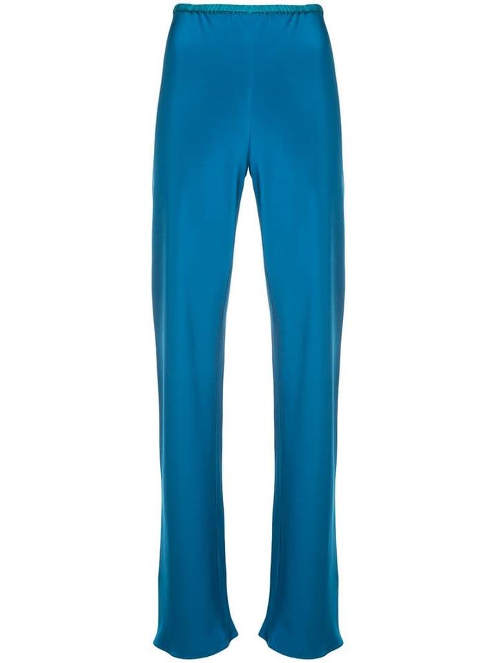 Peter Cohen Straight Silk Trousers - Blue
