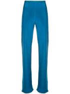 Peter Cohen Straight Silk Trousers - Blue