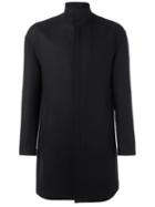 Giorgio Armani Straight Cut Coat, Men's, Size: 46, Blue, Virgin Wool/polyamide/cashmere/leather