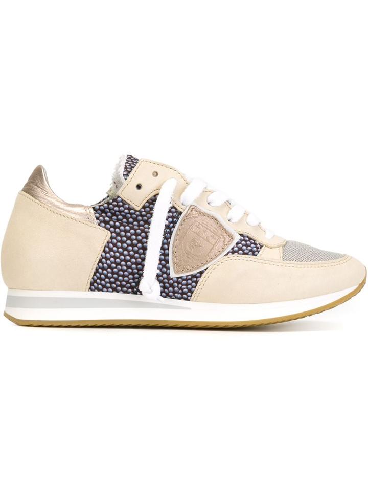 Philippe Model Panelled Sneakers, Women's, Size: 37, Nude/neutrals, Leather/nylon/cotton