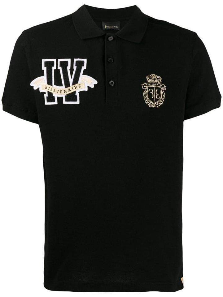 Billionaire Logo Patch Polo Shirt - Black