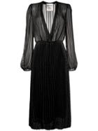 Semicouture Sheer Panel Pleated Dress - Black