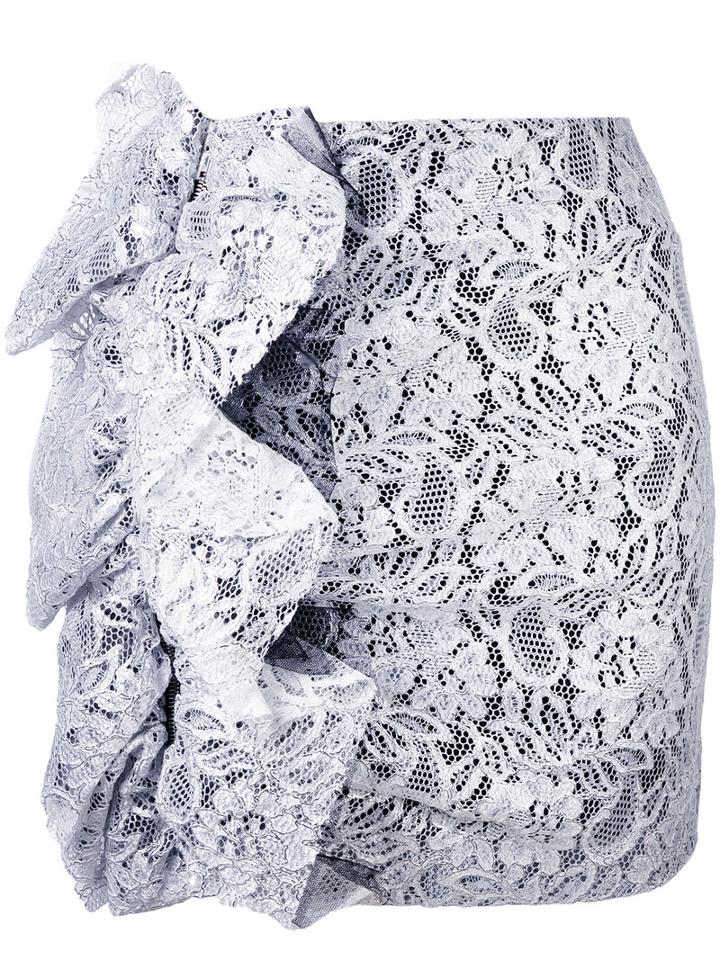 Msgm - Lace Mini Skirt - Women - Polyamide/polyester/spandex/elastane/viscose - 44, Grey, Polyamide/polyester/spandex/elastane/viscose