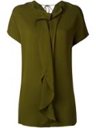 3.1 Phillip Lim Ruffled Placket Blouse, Women's, Size: 2, Green, Silk
