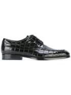 Giorgio Armani Embossed Crocodile Derby Shoes - Black