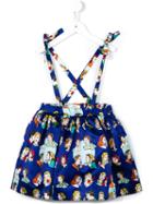 10x10 An Italian Theory Kids Faces Print Suspender Skirt, Girl's, Size: 6 Yrs, Blue