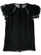 Giambattista Valli - Frill Sleeve Blouse - Women - Cotton - 38, Black, Cotton