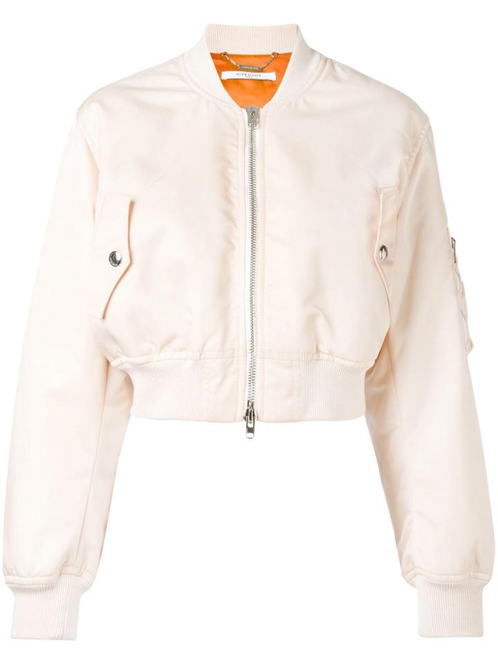 Givenchy Cropped Satin Bomber Jacket - Pink & Purple