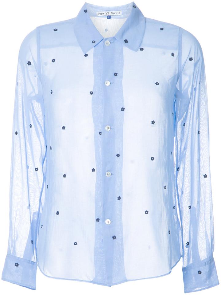 Jupe By Jackie Floral Pattern Shirt, Size: Medium, Blue, Cotton