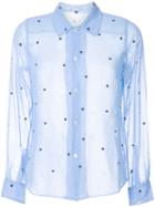 Jupe By Jackie Floral Pattern Shirt, Size: Medium, Blue, Cotton