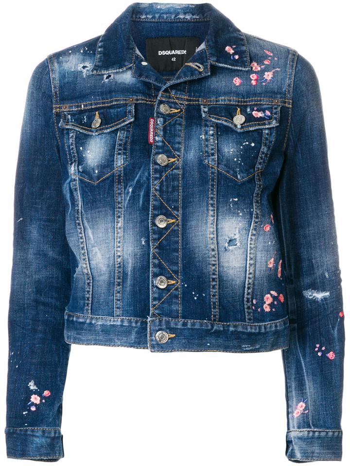 Dsquared2 Embroidered Denim Jacket - Blue