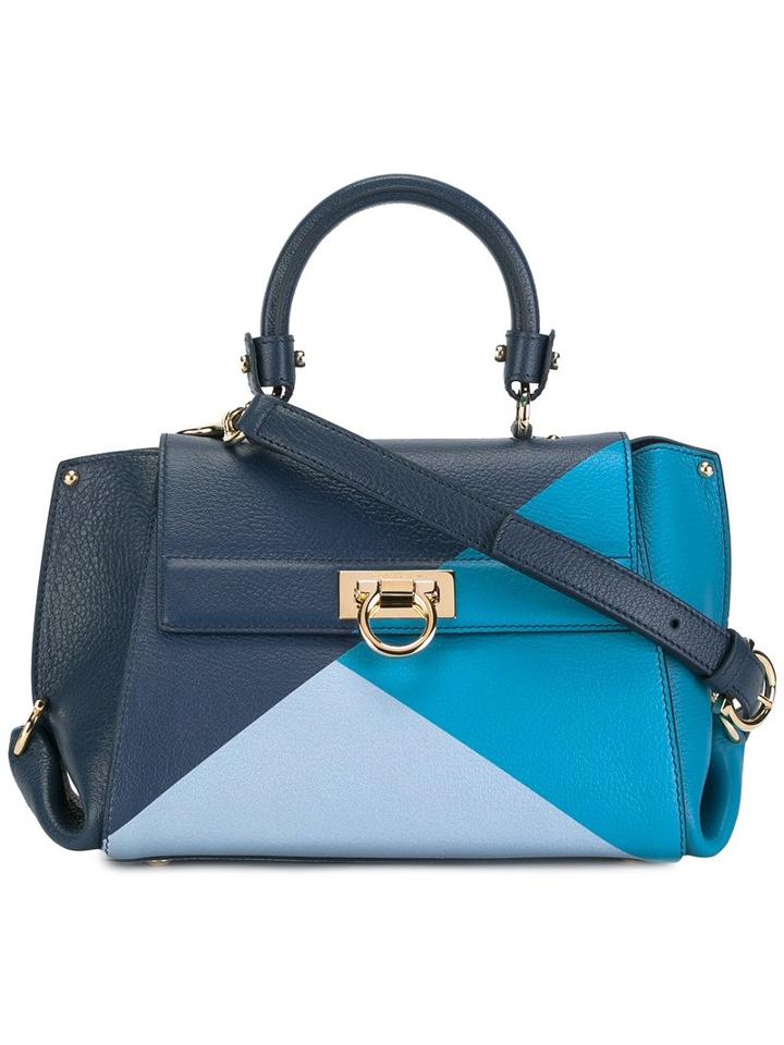 Salvatore Ferragamo Sofia Tote, Women's, Blue, Goat Skin