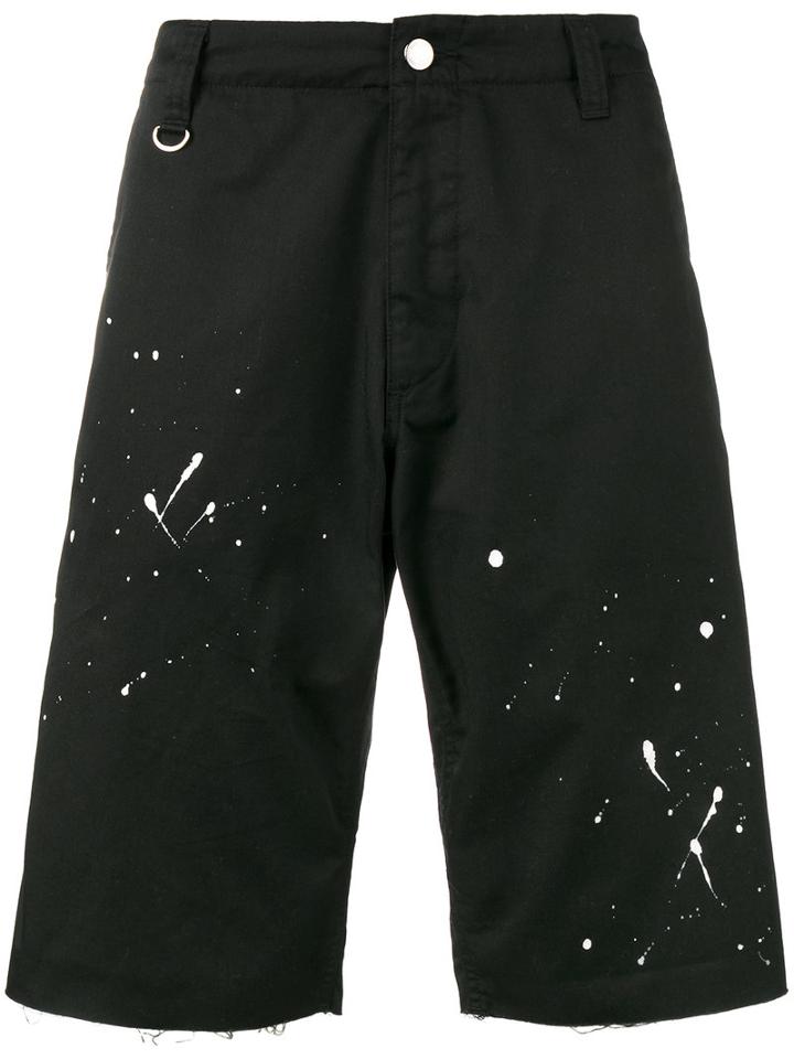 Uniform Experiment - Paint Splatter Shorts - Men - Polyester/cotton - 3, Black, Polyester/cotton
