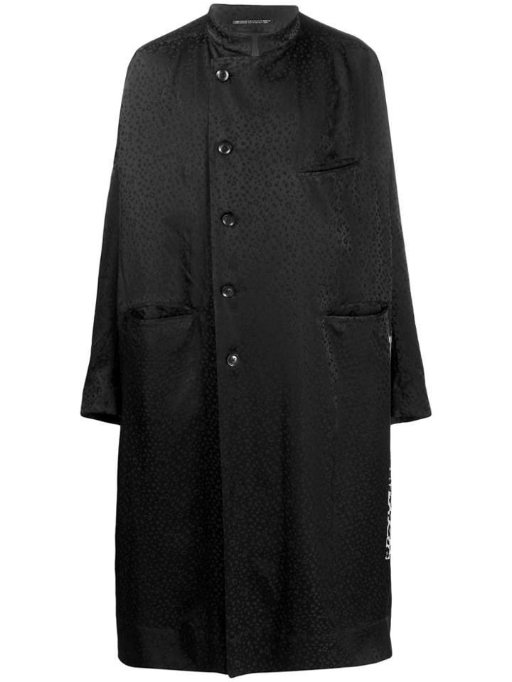 Yohji Yamamoto Jacquard Long-line Coat - Black