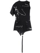 Proenza Schouler Paint Effect Asymmetric T-shirt - Black