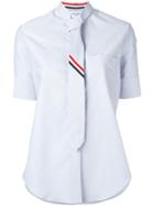 Thom Browne Striped Tie Detail Shirt, Women's, Size: 46, Blue, Cotton
