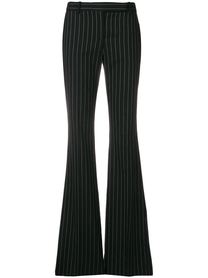Alexander Mcqueen Flared Pinstripe Trousers - Black