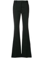 Alexander Mcqueen Flared Pinstripe Trousers - Black