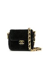 Chanel Pre-owned Velour Micro Cc Mark Shoulder Bag - Black