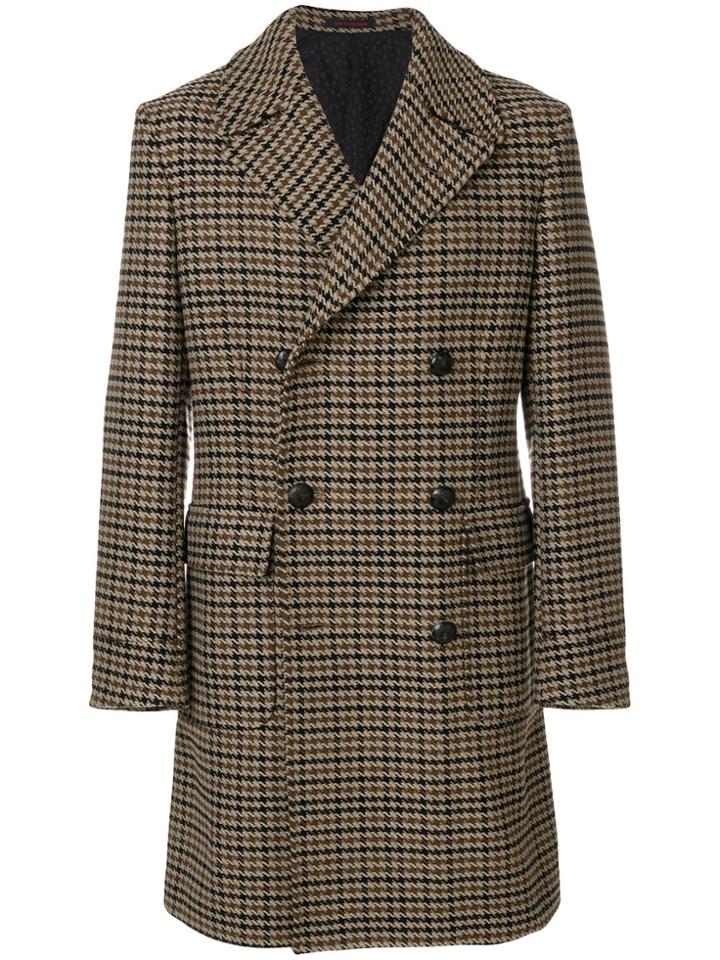 The Gigi Houndstooth Pattern Coat - Brown