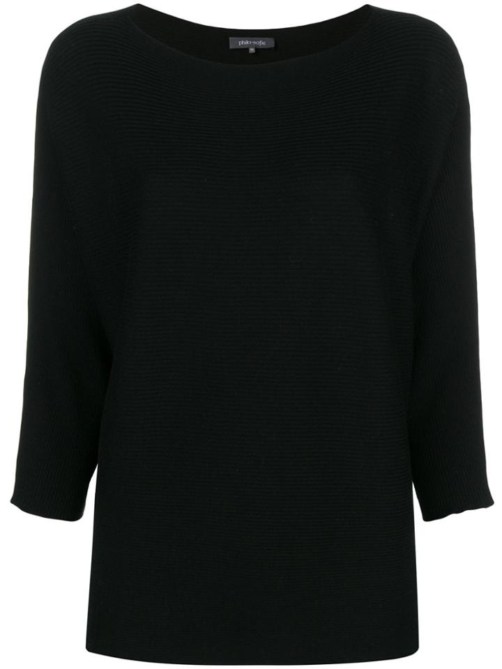 Philo-sofie Boat Neck Ribbed Top - Black