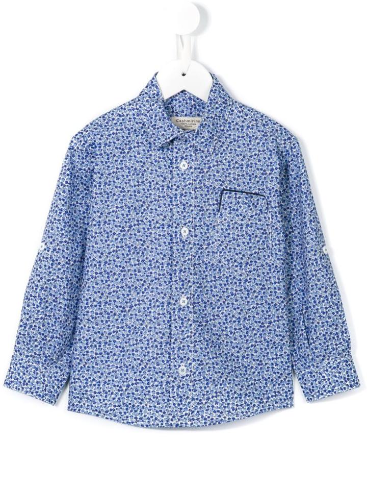 Cashmirino Floral Print Shirt, Toddler Boy's, Size: 3 Yrs, Blue