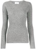 Allude Long Sleeve Ribbed Jumper - Grey