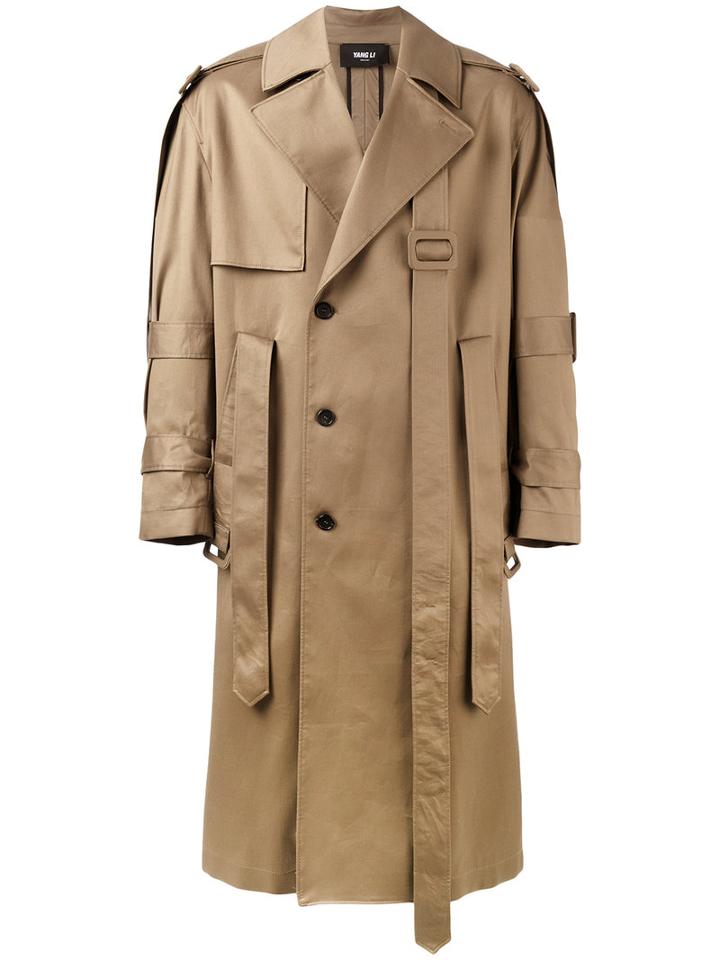 Yang Li - Belted Trench Coat - Men - Cotton - 46, Nude/neutrals, Cotton