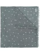 Closed Star Embroidered Scarf - Grey