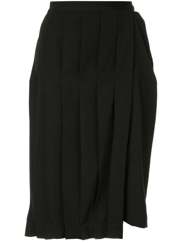 Yohji Yamamoto Asymmetric Pleated Skirt - Black
