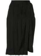 Yohji Yamamoto Asymmetric Pleated Skirt - Black