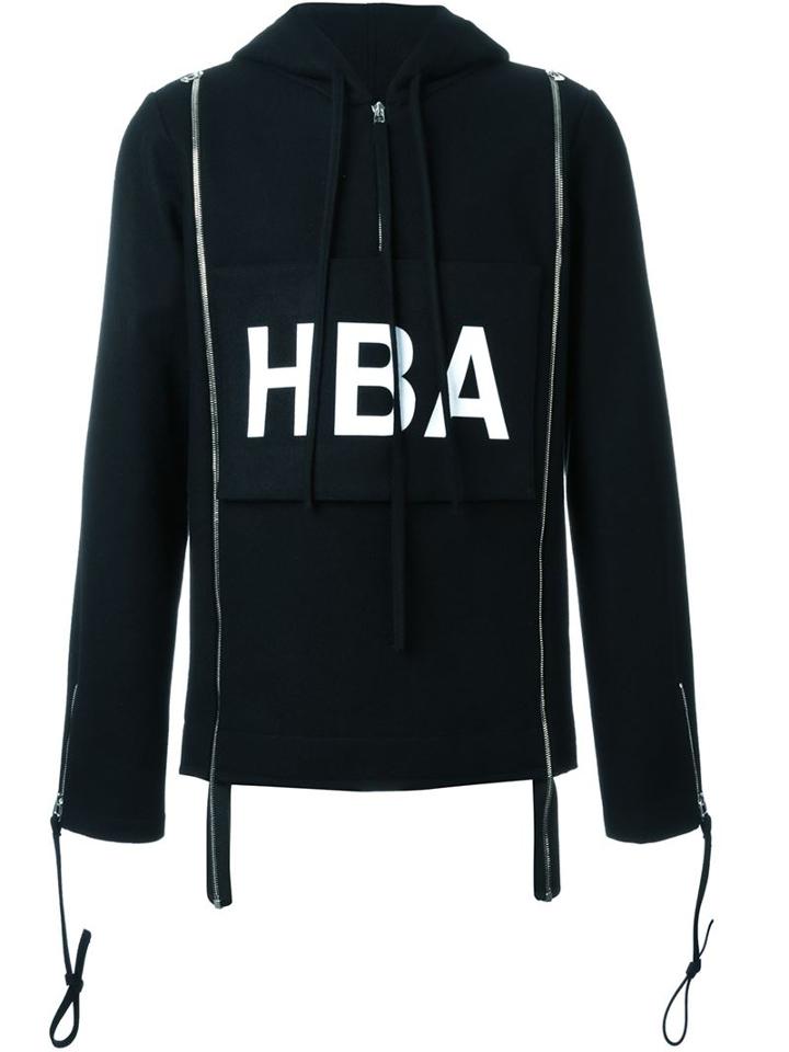 Hood By Air Hba Print Hoodie, Men's, Size: Medium, Black, Virgin Wool/polyester/polyamide/wool