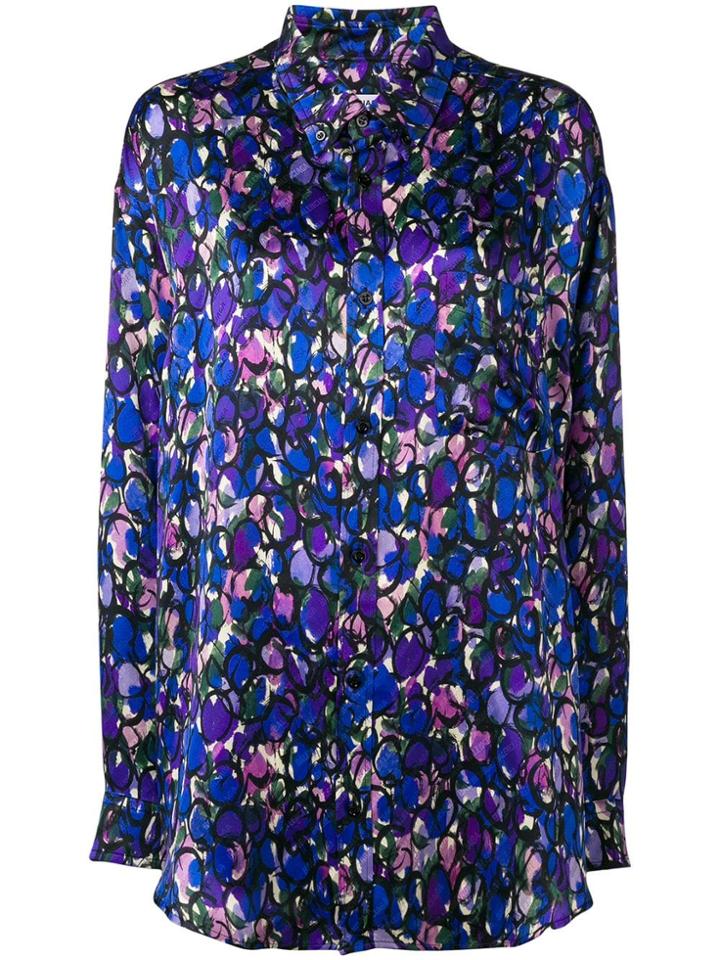 Balenciaga Printed Silk Scarf Blouse - Blue